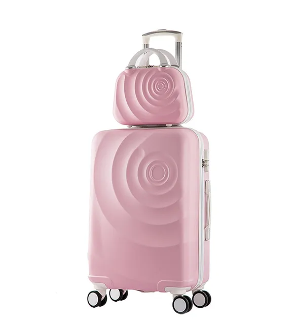 20 дюймов Высокое качество Тележки чемодан багажа Тягой ствол прокатки spinner колесах, ABS + PC интернат окно косметический мешок