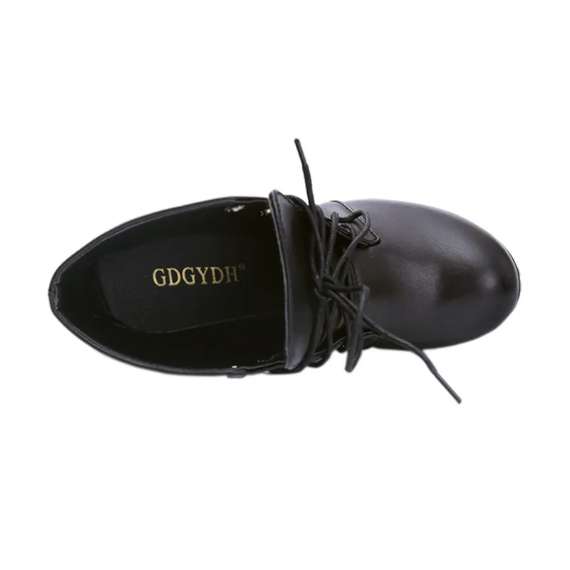 Gdgydh/брендовая Дизайнерская обувь; Новинка года; сезон весна-осень; женская обувь; черные ботинки на высоком каблуке; ботильоны на платформе со шнуровкой на массивном каблуке