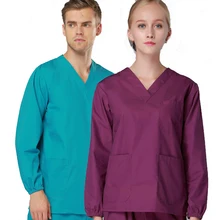 5 цветов для женщин и мужчин, униформа медсестры, набор, медицинская одежда, классический, длинный рукав, v-образный вырез, зима, доктор, скраб или одежда медсестры, наряды