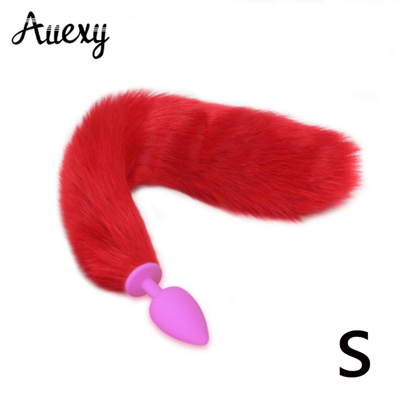 AUEXY красная большая Анальная пробка лисий хвост животные искусственные анальные