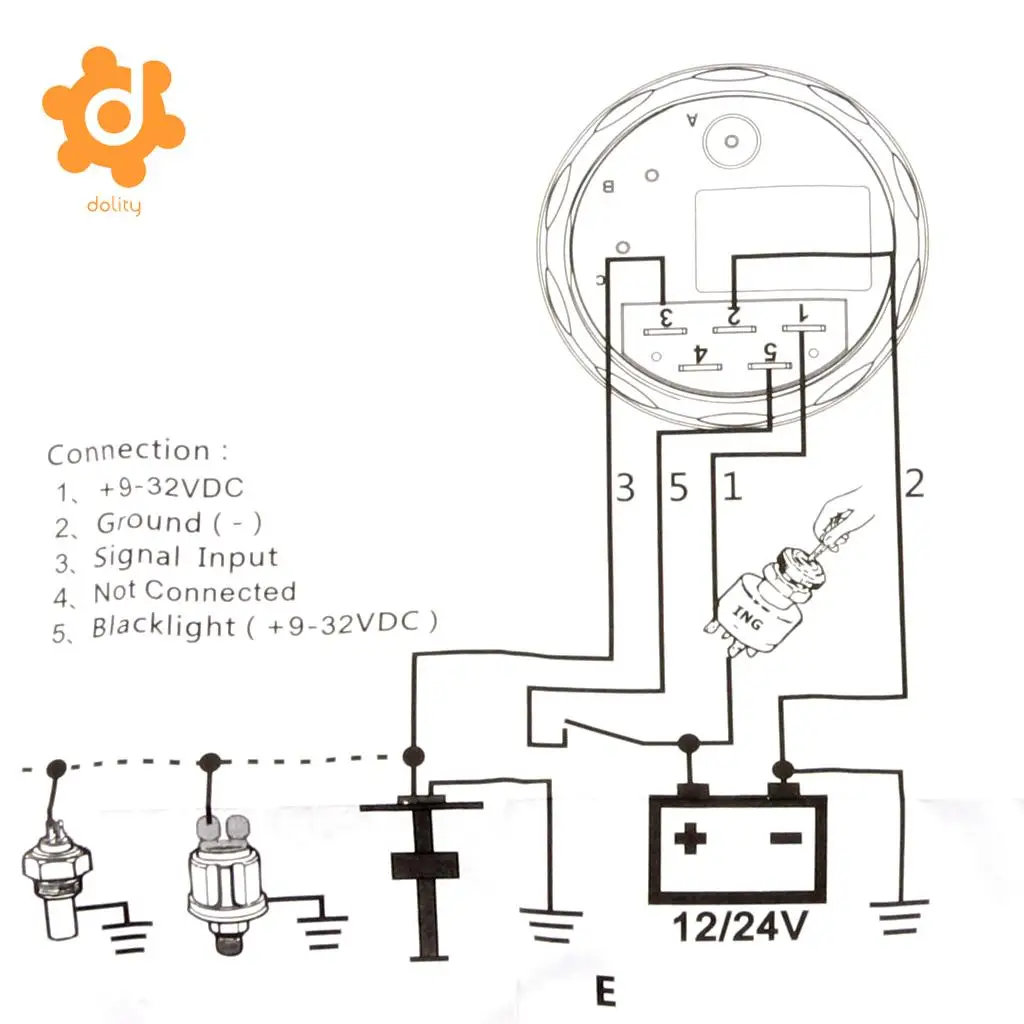 Waterproof Fuel Level Gauge Boat Marine Fuel Tank Level Gauge 9-32V 52mm New Pointer Fuel Level Gauge LED light dispalay
