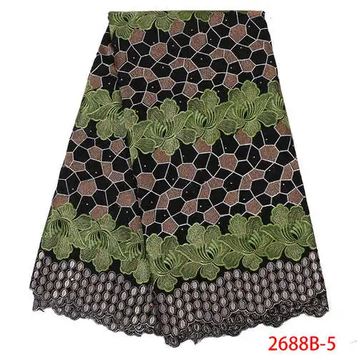 Nigerian Cotton Lace Fabric High Quality Swiss Lace In Switzerland African Fabric Lace With Stones Lace Material XY2688B-1 - Color: picture 5