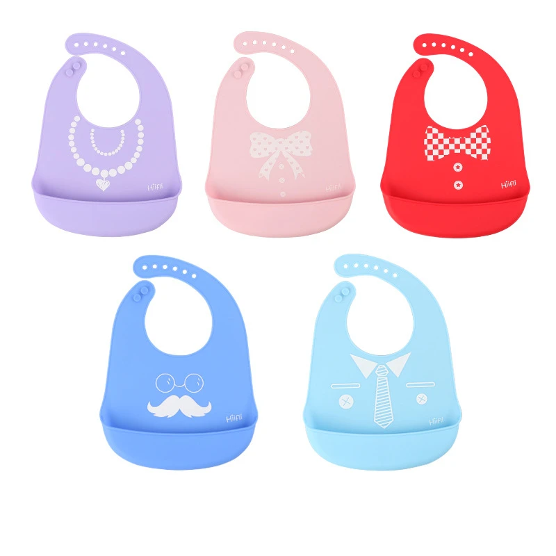 Baby Silicone Bibs Waterproof Feeding Baby Saliva Towel Newborn Silica Gel Aprons Baby Bibs Adjustable Burp Cloths Bandana