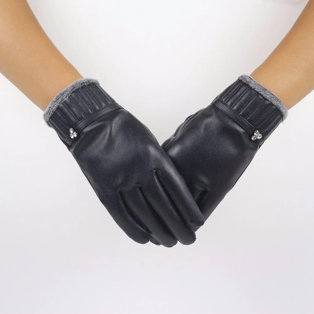 Уличные женские зимние теплые кожаные перчатки с мягкой подкладкой Guantes mujer Gants