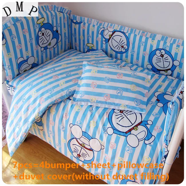 

Promotion! 6/7PCS Baby Bedding Printing Embroidery Crib Bedding Set 120*60/120*70cm