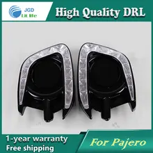 Free shipping !12V 6000k LED DRL Daytime running light case for Mitsubishi Pajero sport fog lamp frame Fog light Car styling