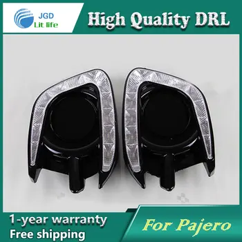 

Free shipping !12V 6000k LED DRL Daytime running light case for Mitsubishi Pajero sport fog lamp frame Fog light Car styling