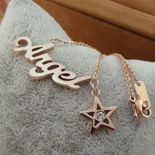 Ángel estrellas de cristal colgante, collar titanium de acero y oro de rose plateado mujer joyería fina regalo de cumpleaños envío libre nunca se desvanecen
