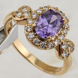 Размеры #5.5 #6.5 #7.5 #8.5 Классическая Великолепная приятно фиолетовый драгоценными камнями кольца желтый золотой позолоченные украшения