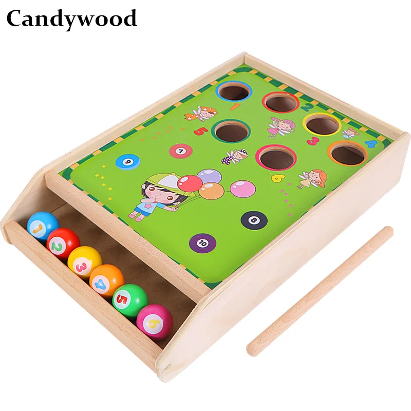 Candywood деревянный настольный Бильярд мини-игры в Настольный Снукер игрушки для детей цвет и цифровой познание образование игрушки мальчик