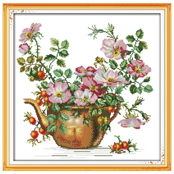 

The Pottery Vase Counted Cross Stitch Handmade Cross Stitch 11 14CT flowers Cross Stitch Kits Embroidery for Needlework