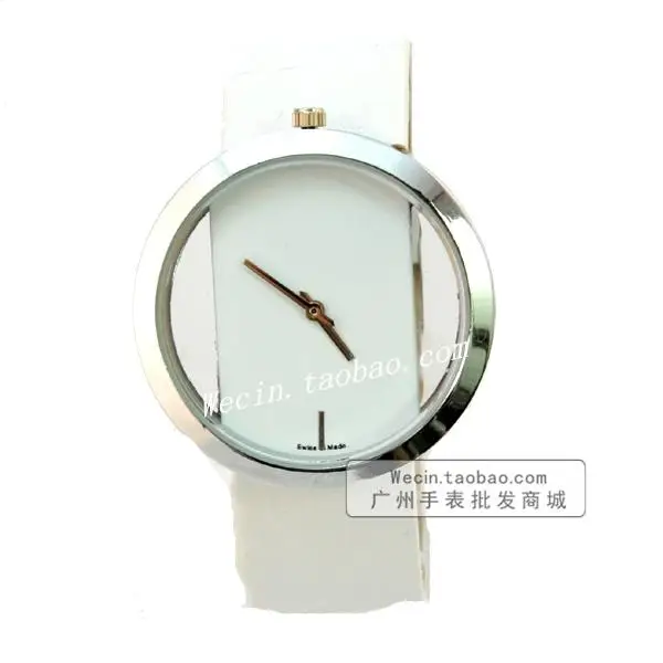Кожаные часы Montre Femme Relojes кварцевые с большим циферблатом Модные прозрачные полые
