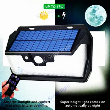 

55 LED 900lm Solar Light remote control radar smart 3 side lighting classic style street wall lamp yard camp garage patio