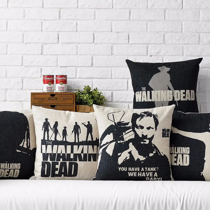 

Movie Style The Walking Dead Printed Cotton Linen Cushion Cover Home Decorative Throw Pillow Case Almofadas Cojines
