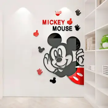 

New Acrylic Wall Stickers Kids Room Cute Mickey Mouse Crystal Stereo Mirror Stickers Acrylic 3d Decorative Stickers