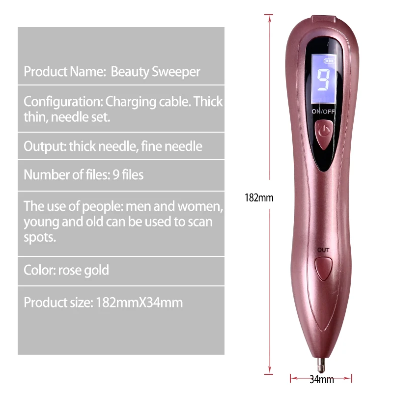 Rose Gold Plasma Pen Laser Skin Mole Removal Dark Spot / Acne /Freckle /Wart Remover No Side Effects Medical Beauty Instrument