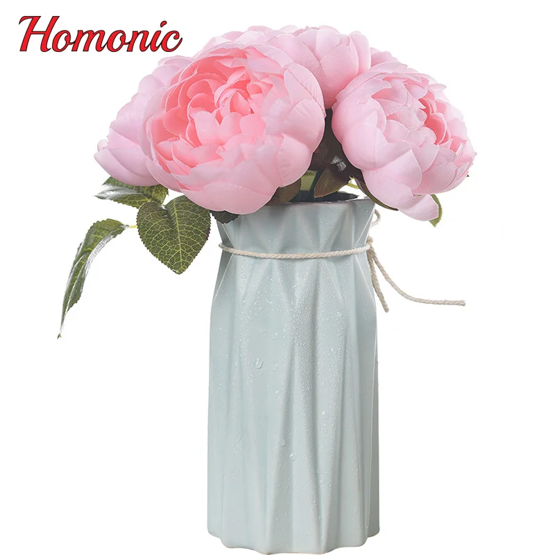 

6 Heads European Peony rose bouquet Artificial flowers Silk Fake Flower Peony Bouquet for Wedding Home Party Decoration P15