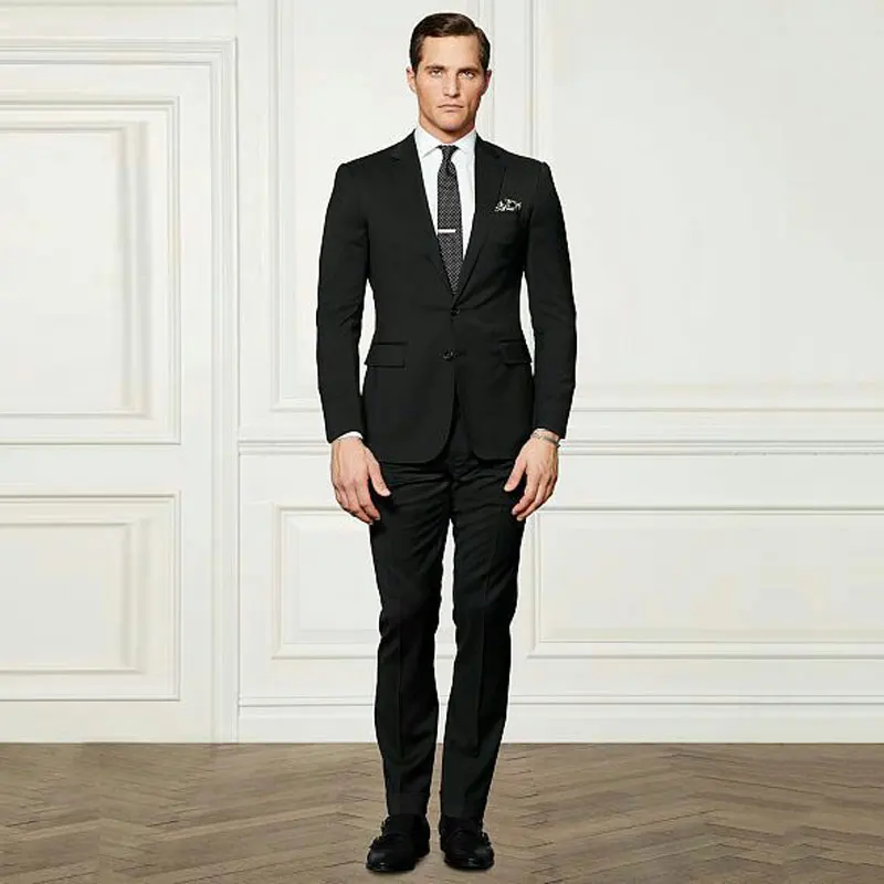 Black Men Suits Latest Peaked Lapel Designs 2Piece Groom Tuxedos Custom Costume Homme Formal Business Man Blazer Terno Masculino