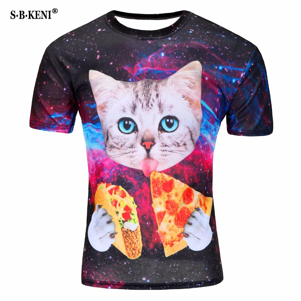 

Hot 2019New funny 3dt shirt Men's Male Loose Streetwear t shirt men Tops t-shirt Pizza cat/Clown/thinkers 3D Short sleeve tshirt