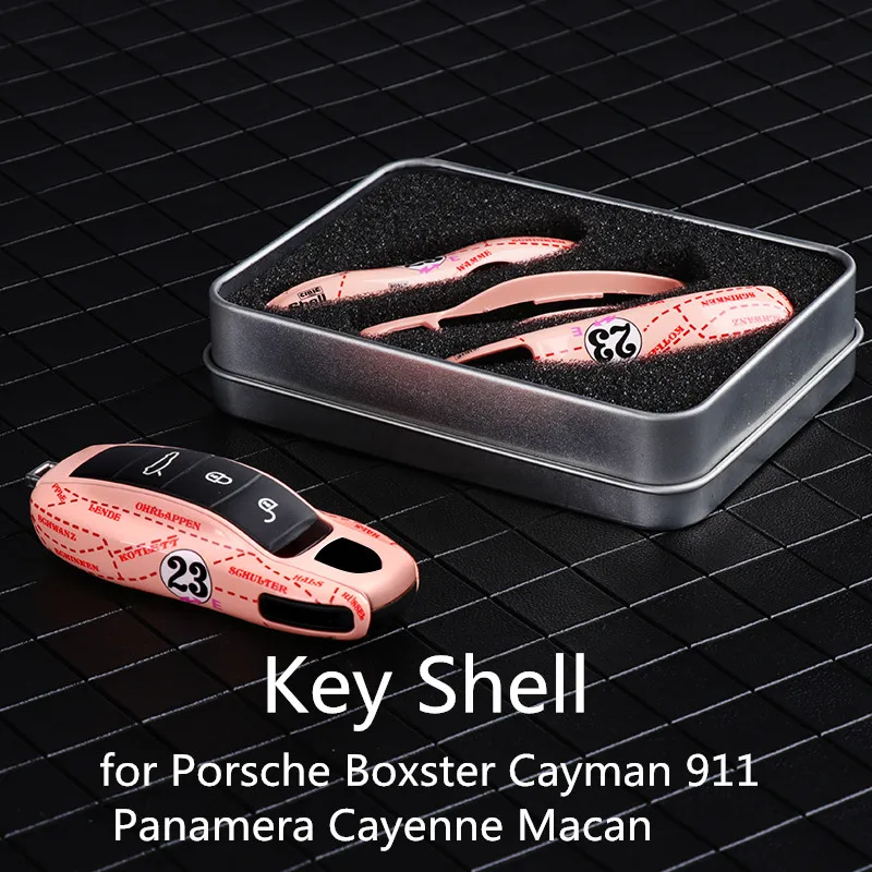 

YOS for Porsche Cayman Boxster 911 Panamera Cayenne Macan Cover Modified Key Shell Pink pig series 2010-2019