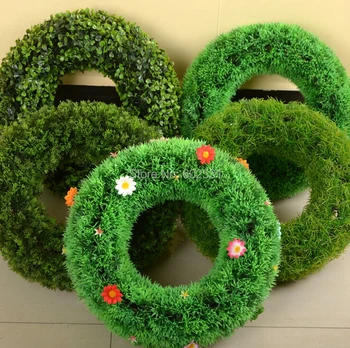 

SPR 6 styles Small size Wedding artificial grass ring rosette plastic lawn grass home interior hotel project window furnishing
