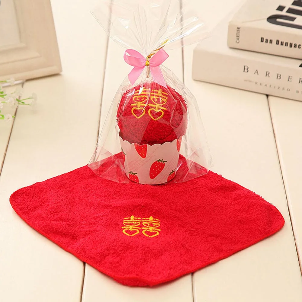 Animal Washcloth Towel Cake Shape Gift Soft Cute for Wedding Birthday Party Couple FPing - Цвет: LOVE-1PCS