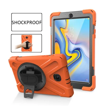 

For Samsung Galaxy Tab A 8.0 2018 T387 Tablet Kids Safe Shockproof Heavy Duty Silicone+PC Kickstand Case+Wrist Strap