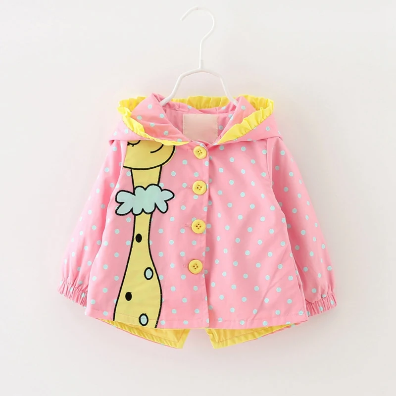

Baby Girl Long Sleeve Giraffe Printing Windbreaker Short Velvet Jacket Coat Kids Hooded Outerwear 0-4Y Baby Girl Clothes