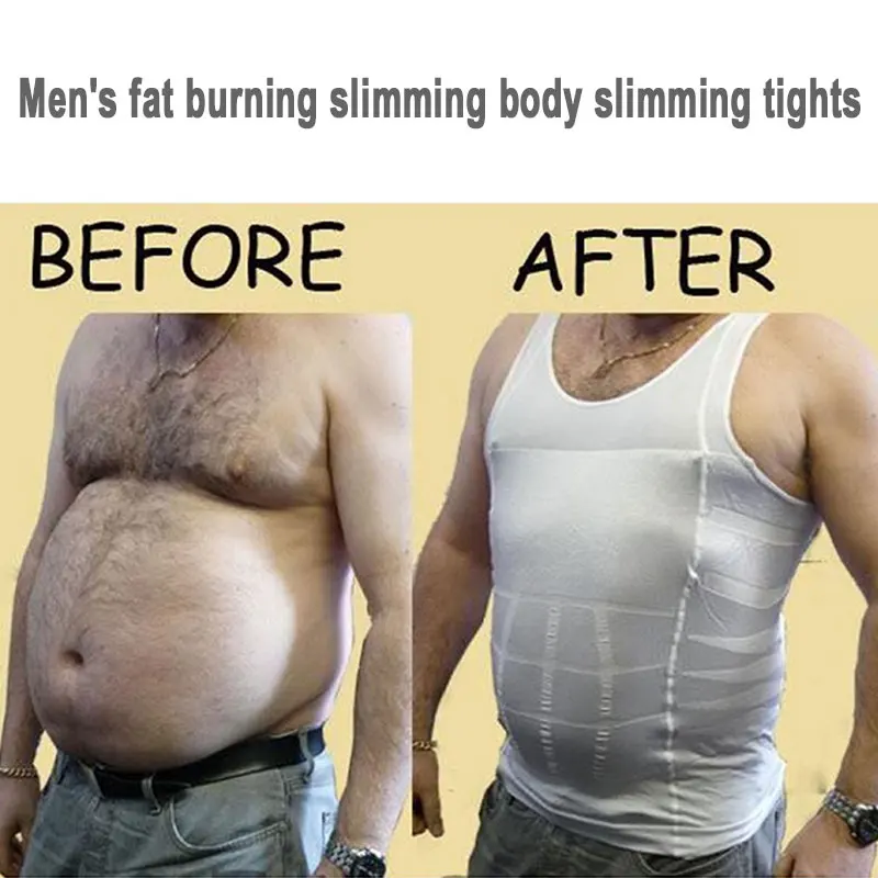 

Effective Abdomen Underwear Slimming Male Vest Fat Bodybuilding Polyester Tight Slim Body Shaper Black White