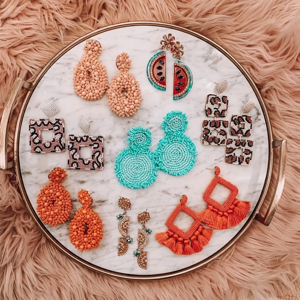 

Dvacaman INS Trendy Women Statement Earrings Boho Ethnic 2019 Spring Colorful Dangle Drop Earrings Beads Tassel Jewelry Wedding