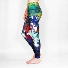 Для женщин цифровой печати граффити для девочек Фитнес быстросохнущая упражнения Леггинсы для женщин Высокая Талия полной длины энергии Брюки для девочек Мотобрюки женская одежда
