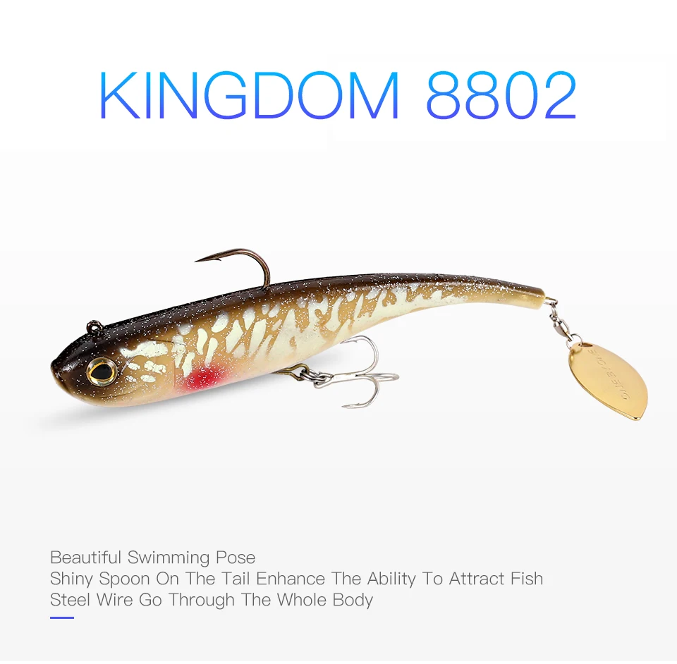 Kingdom Fishing Lures Spinator Soft Lure 200mm 52g wobblers With Spoon On Tail Sinking Action Artificial Bait PVC Material Fishing Lure (1)