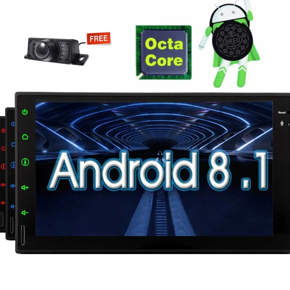 

Wifi Screen Mirror Backup Camera Car Stereo Android 8.1 2GB 32GB Octa Core 7'' Double Din in Dash Car Radio with Mirrorlink gps