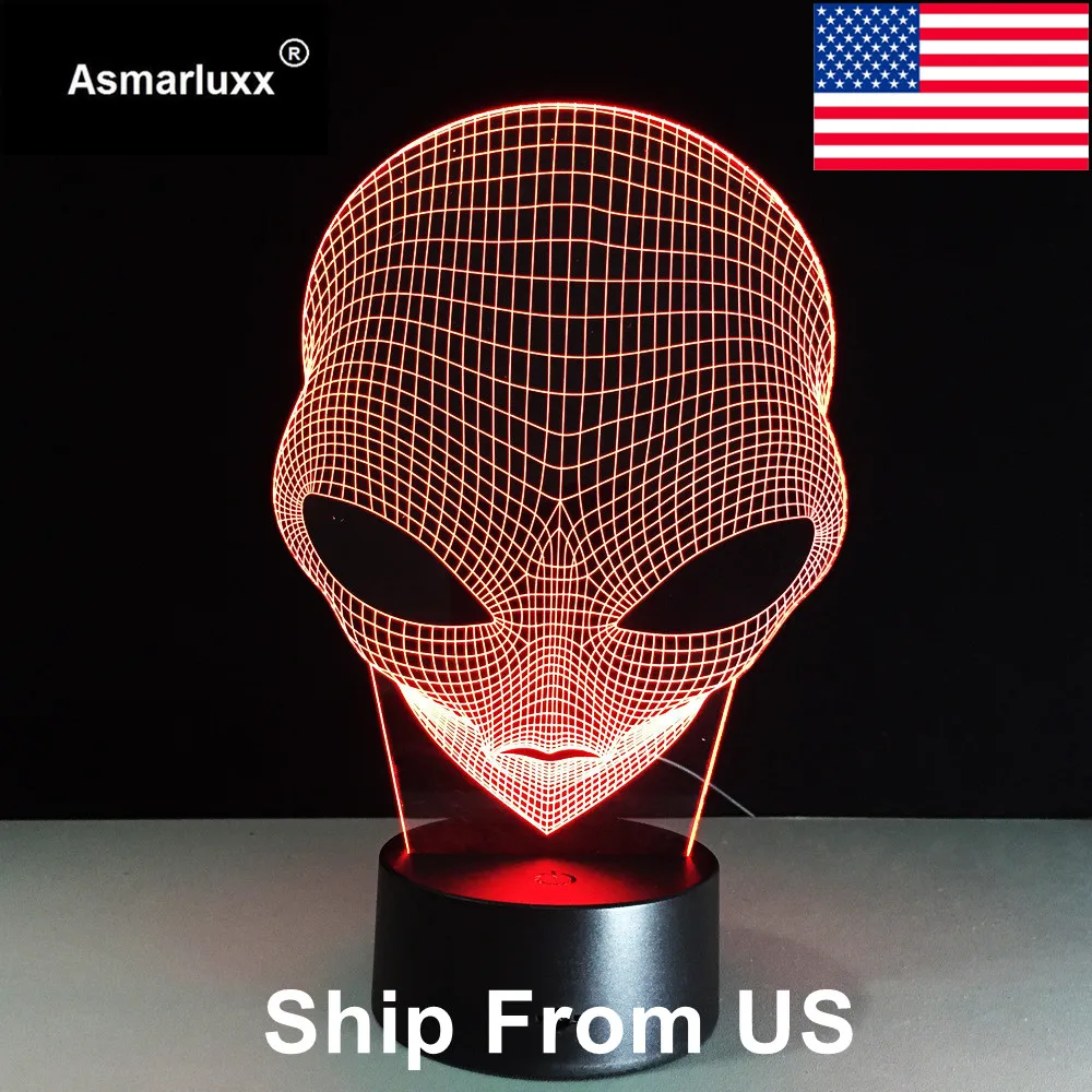Корабль из США или Китая) инопланетянин 3D иллюзия голограммы лампа Акриловая ночник с сенсорным переключателем люминария лава лампа 50% скидка