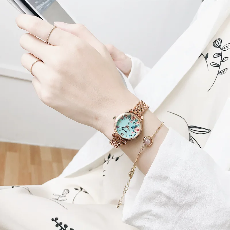 

Luxury Gold Stainless Steel Women Watches Elegant Flowers Ladies Watch 2019 Ulzzang Fashion Brand Woman Quartz Leather Clock