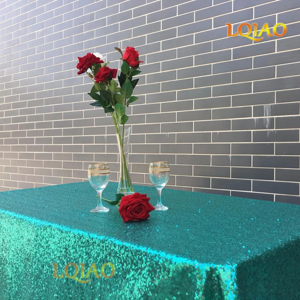 

90x132inch Rectangle Handmade Sequin Table Cloth Cover Sequin Tablecloth For Wedding Home table Party Christmas Decoration-Green