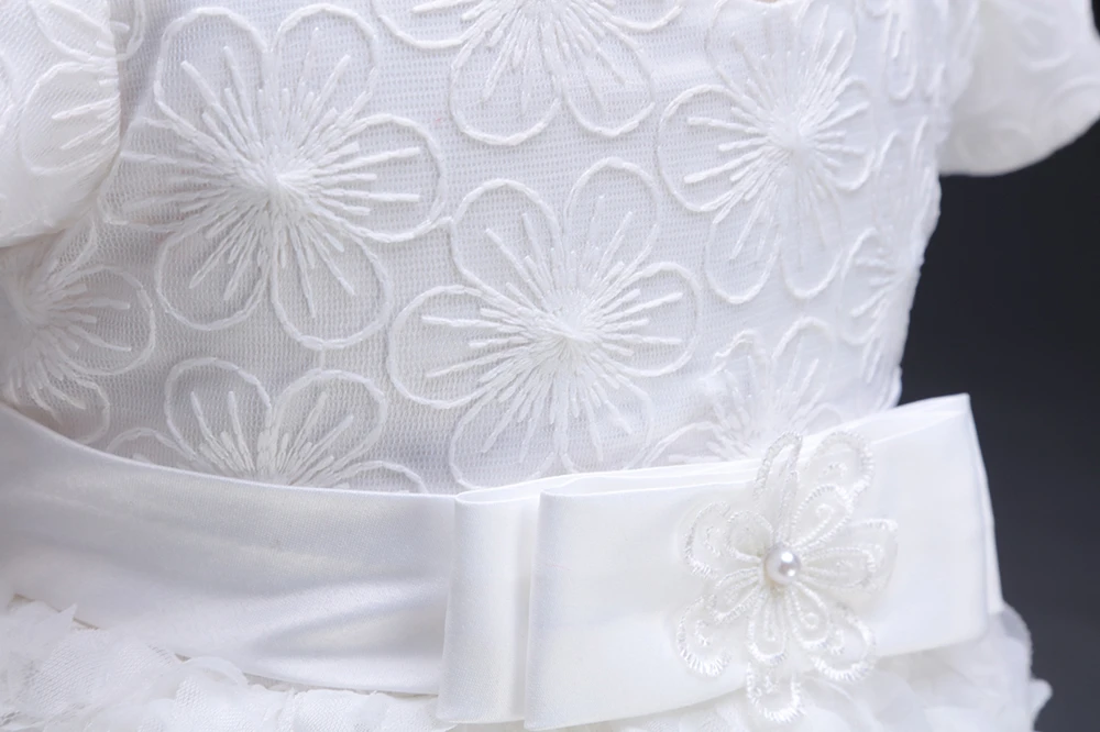 White Flower Daby Girl Wedding Dress Cute Summer Infant 1 Year Birthday Evening Patry Princess Dress Newborn Christening Gown 2T (11)
