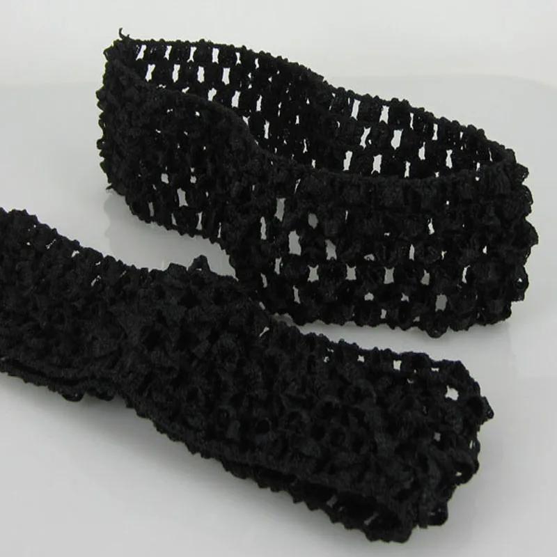6pcs 1.5" Black baby crochet elastic headband crochet hair lace bands