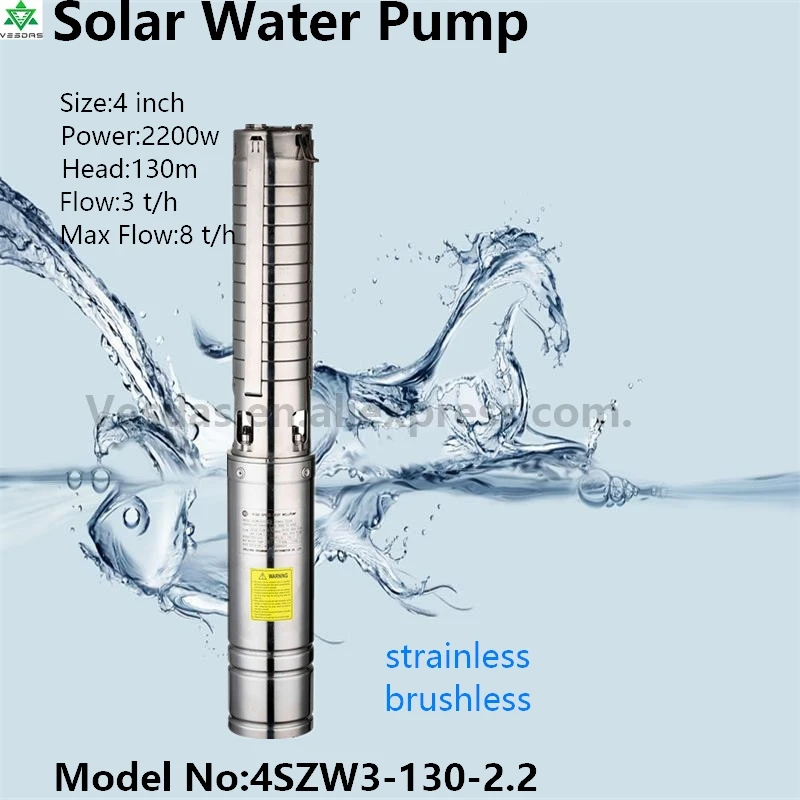 

4Inch 2200W AC220V DC300V with Permanent Magnet Synchronous Motor Flow 3T/H Head 130M for Farm Deep Well Solar Water Pump