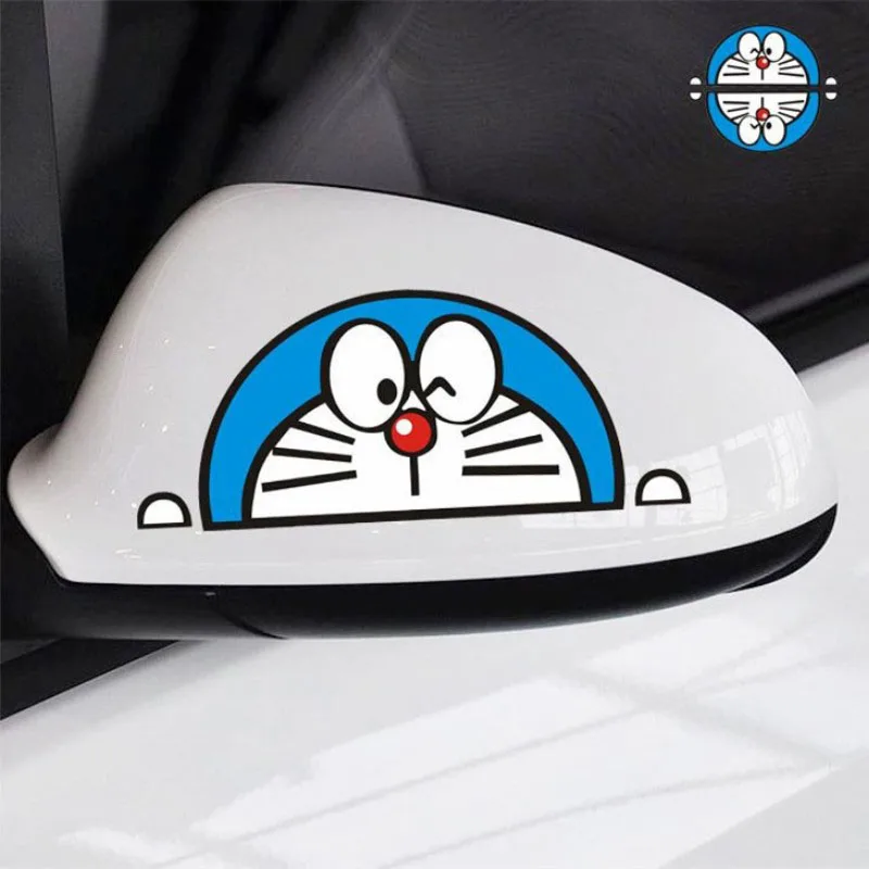 

2PCS 3D car stickers styling Doraemon fuel tank door handle rearview mirror sticker tail decals for Toyota honda nissan Mercedes