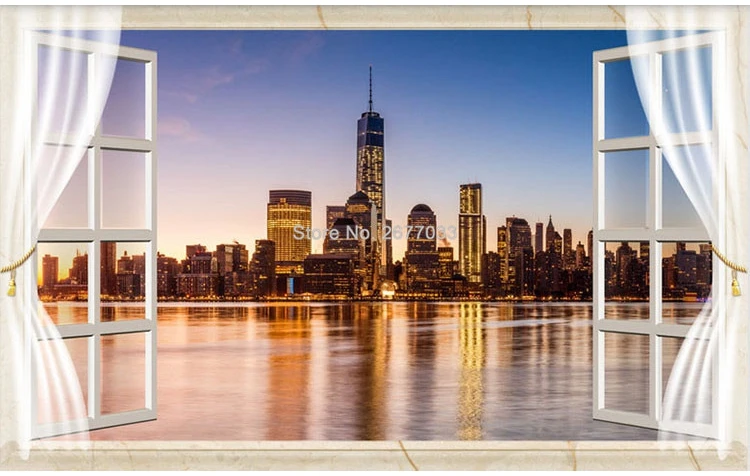 Современные New York City Night View стены тканью фото обои для Гостиная Сафо фон Home Decor Водонепроницаемый 3D настенная Фреска