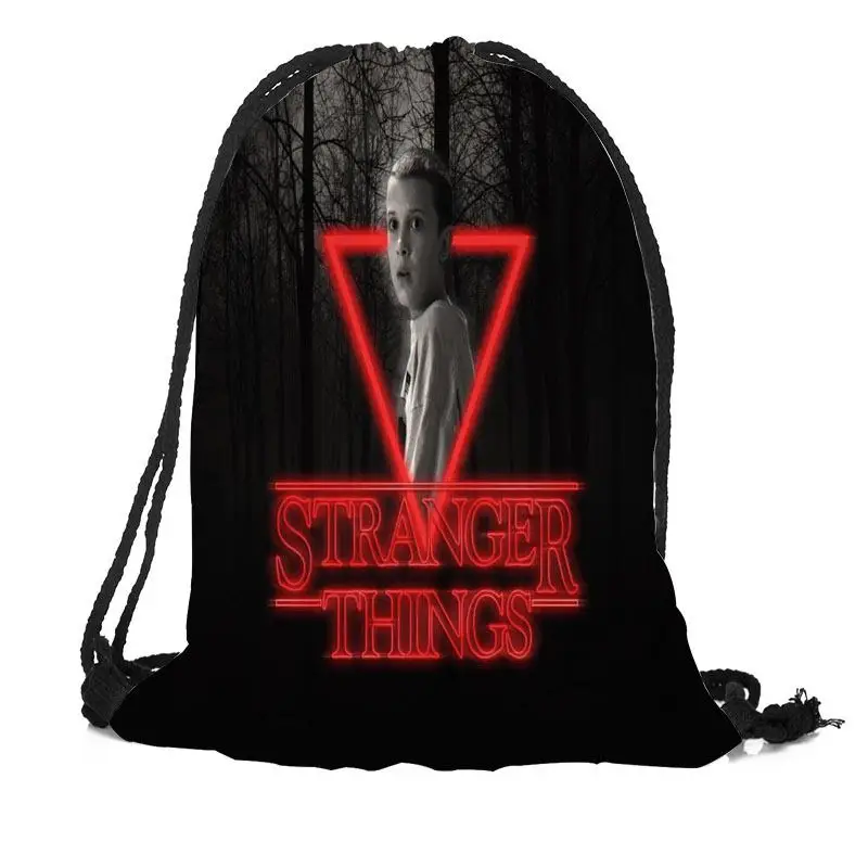 

Custom Stranger Things Printed Drawstring Backpack Silk Soft Bag Large Sapacity More Size Custom You Image