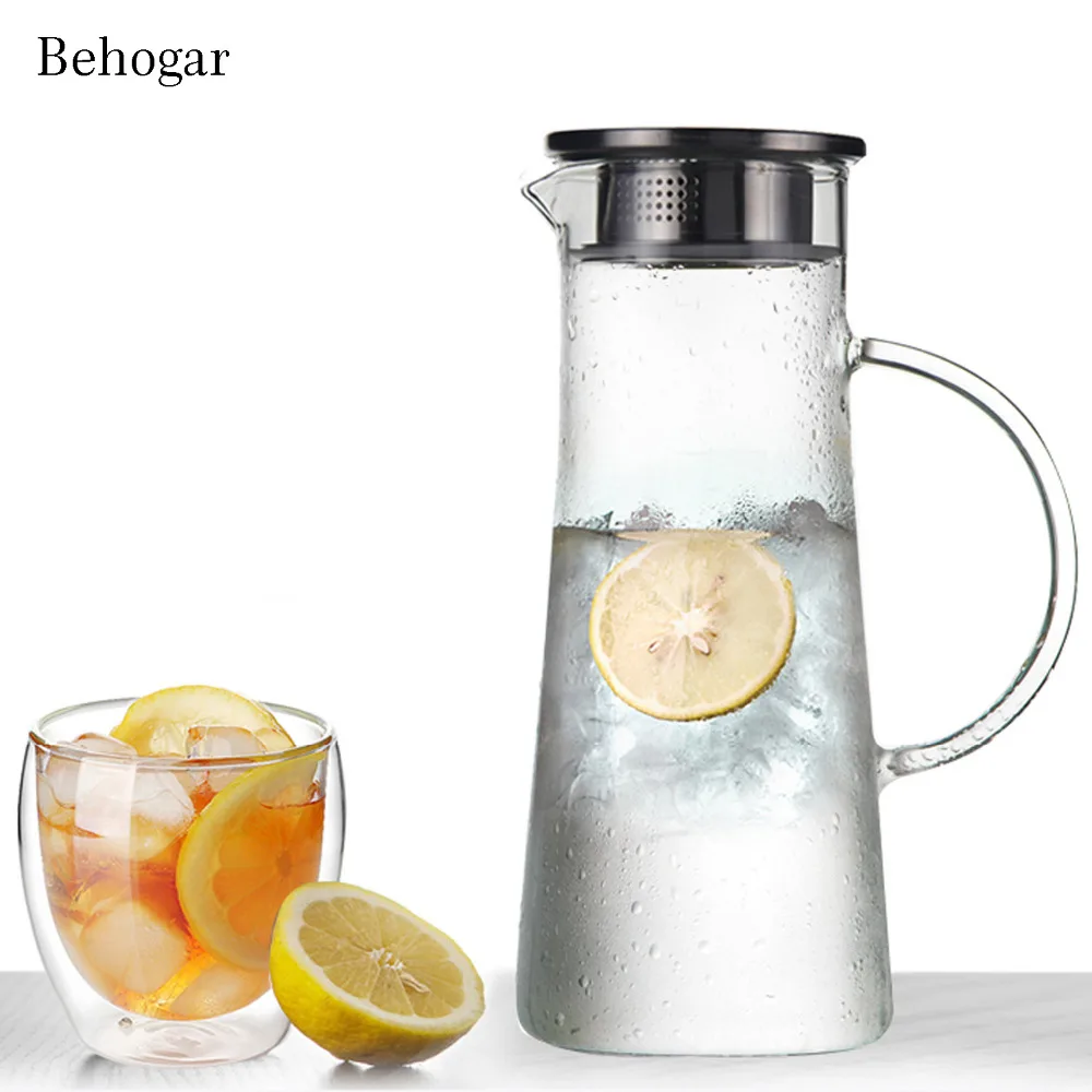 Behogar 1000 мл стеклянный чайник, термостойкий цветочный чайник, бутылка для воды, молока, кофе, горшок с бамбуковой крышкой, может нагреваться