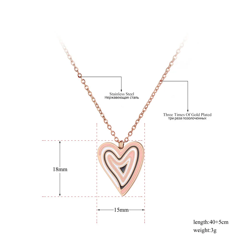 Lokaer титановая сталь белый/черный/розовый глазурь сердце кулон ожерелье s ювелирные изделия розовое Золотое колье ожерелье для Рождественский подарок N19098