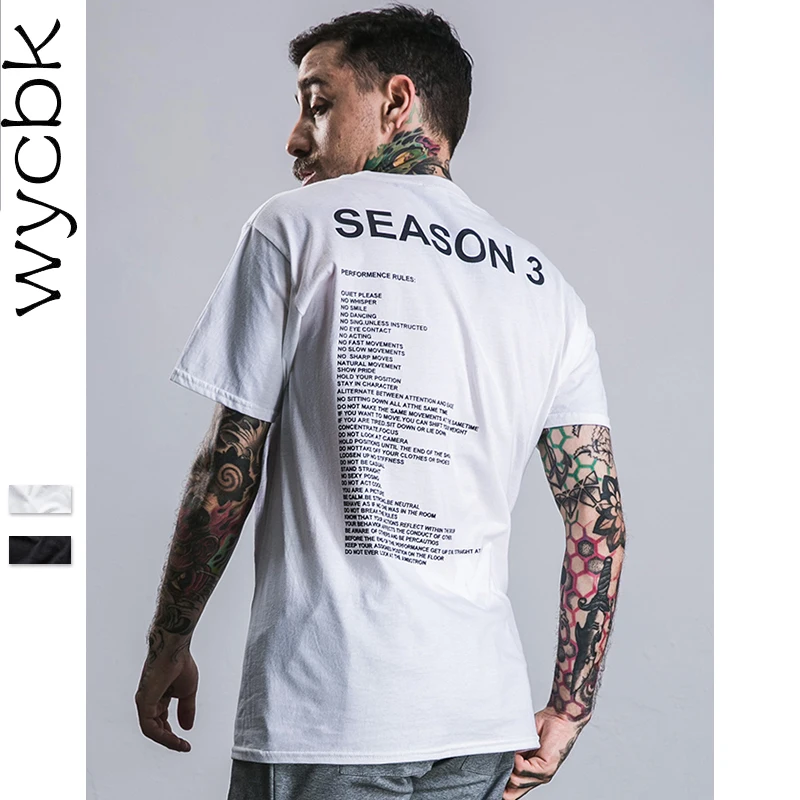 New Kanye T Shirts Season 3 Hip Hop High Street T Shirt Men Funny White