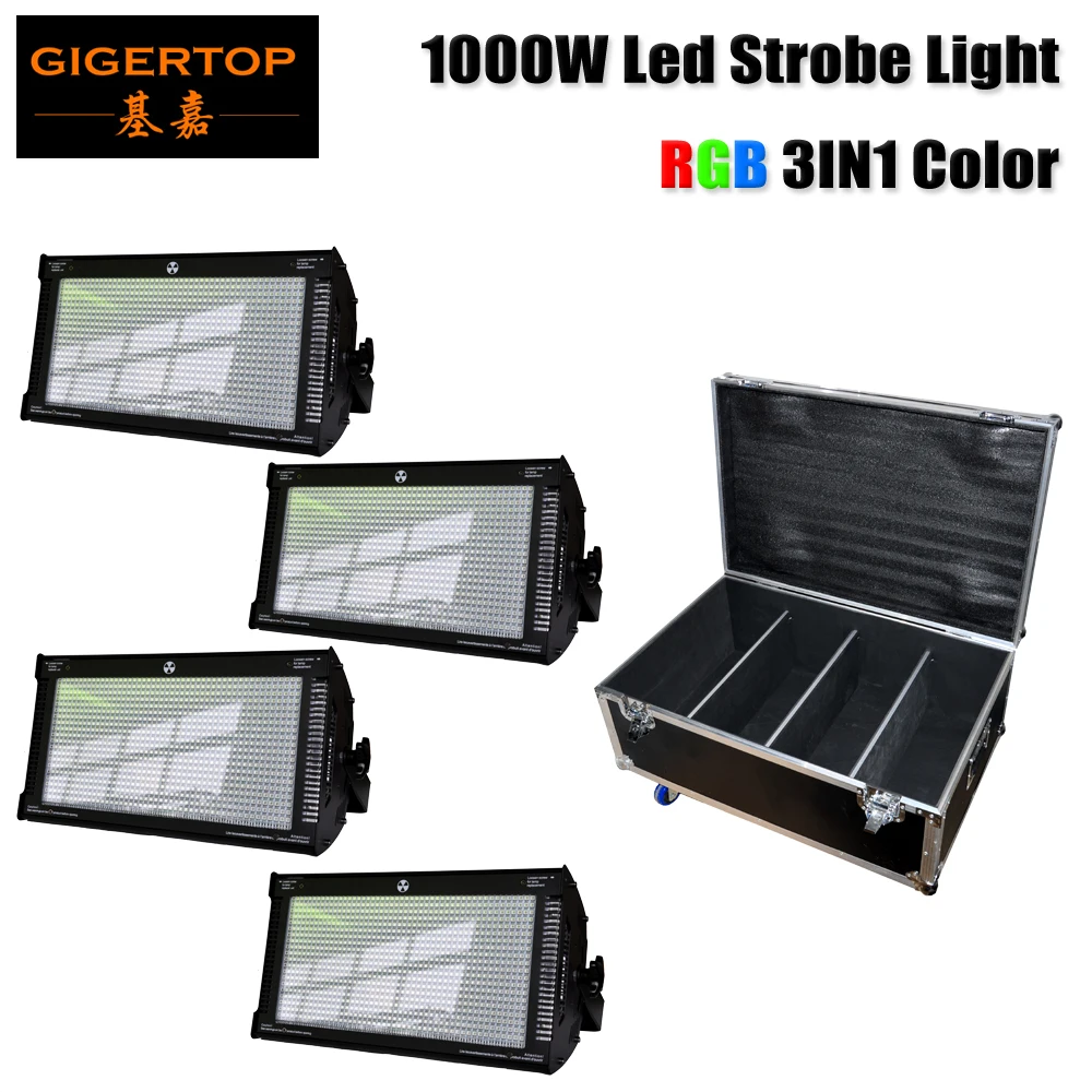 

Gigertop 4in1 Flightcase with Wheels RGB LED Strobe Stage Light DMX-512 PAR Disco DJ Party Lighting 1000W High Brighness