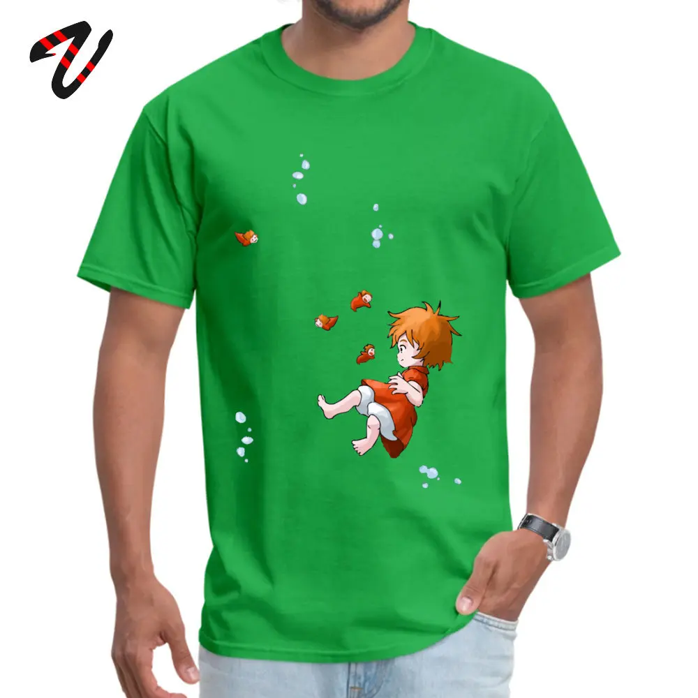 Ponyo Summer/Autumn 100% Cotton O Neck Tops T Shirt Short Sleeve Europe T Shirts Funky Casual T Shirts Drop Shipping Ponyo -17587 green
