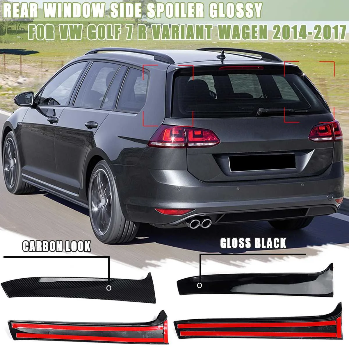 Пара заднего окна боковой спойлер canard canards сплиттер глянцевый для VW Golf 7 R вариант