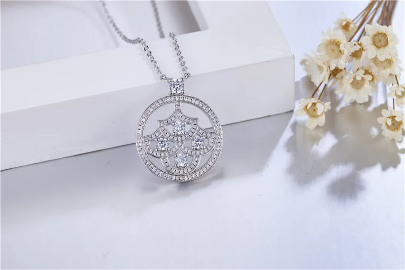 

Hot Sell 925 Sterling silver Flower Necklaces Pendants with High Quality SONA DIAMANT For Women Birthday Gift Cocktail Jewelry