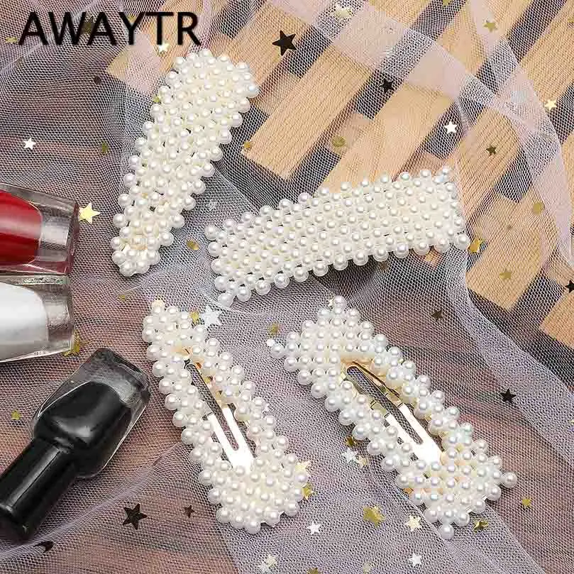 

AWAYTR 2Pcs/Set Fashion INS Pearl Hairpin for Women Girls Hairclips Headwear Sweet Cute Ladies Hair Accessories Hairgrips